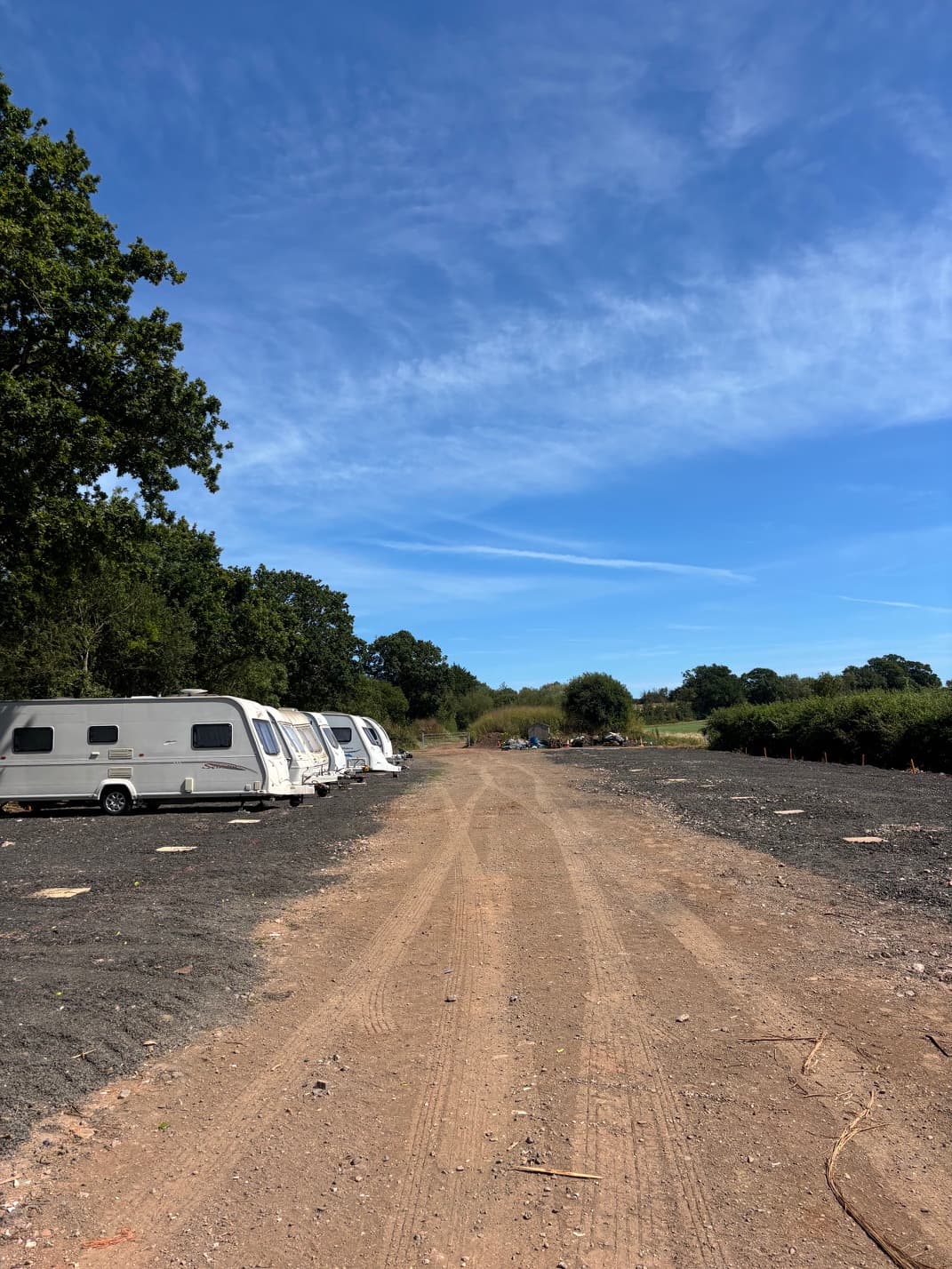 Access track and hardstanding pitches with wide open sky