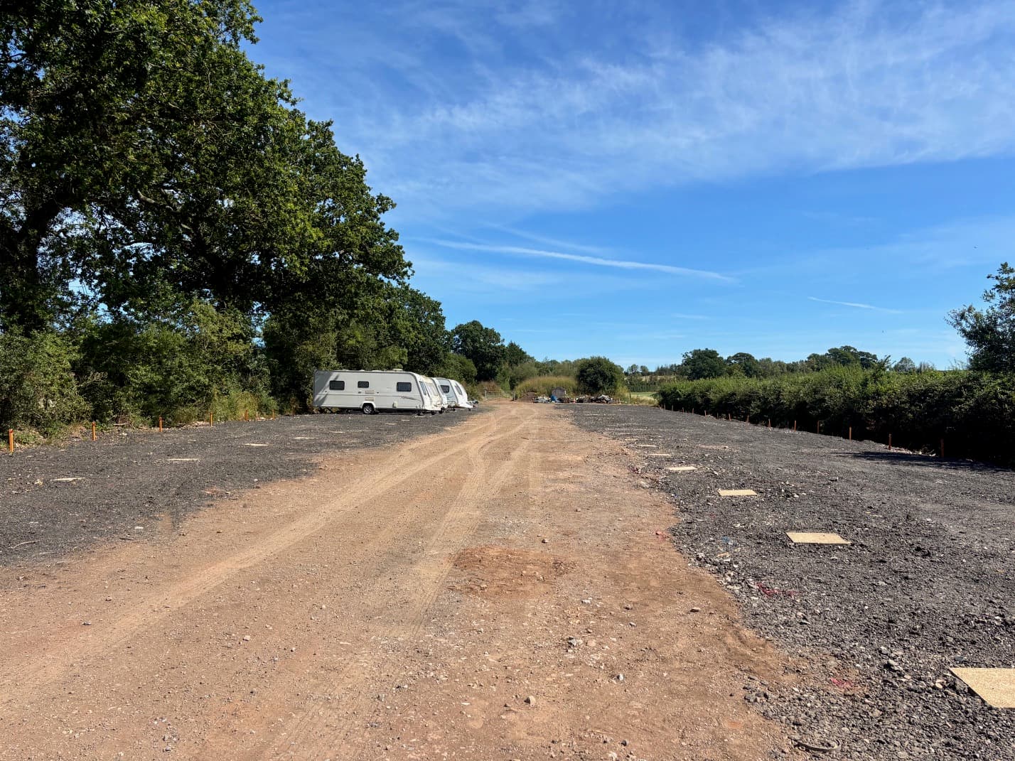 Wide view of the Kenniford Outdoor Storage site with hardstanding pitches